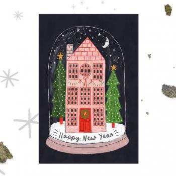 Открытка "Pink House Snowglobe"