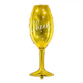 Фольгированная фигура " Бокал CHEERS Gold"
