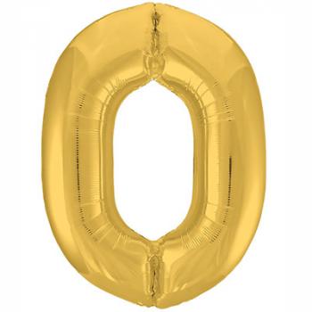 Шар Цифра 0 Золото Металлик Gold