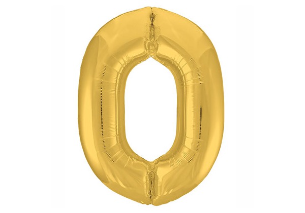 Шар Цифра 0 Золото Металлик Gold